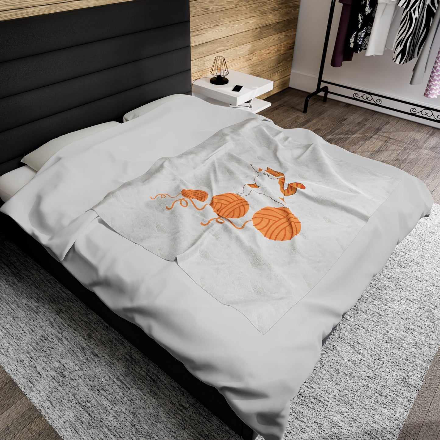 Velveteen Plush Cat Pattern Blanket