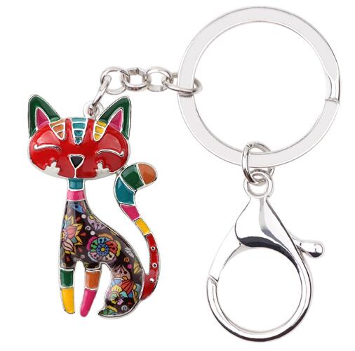 Metal Enamel Cute Cat Key Chain