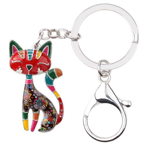 Metal Enamel Cute Cat Key Chain