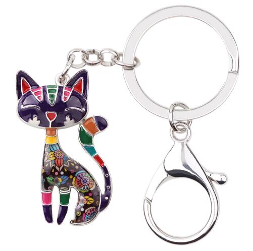 Metal Enamel Cute Cat Key Chain