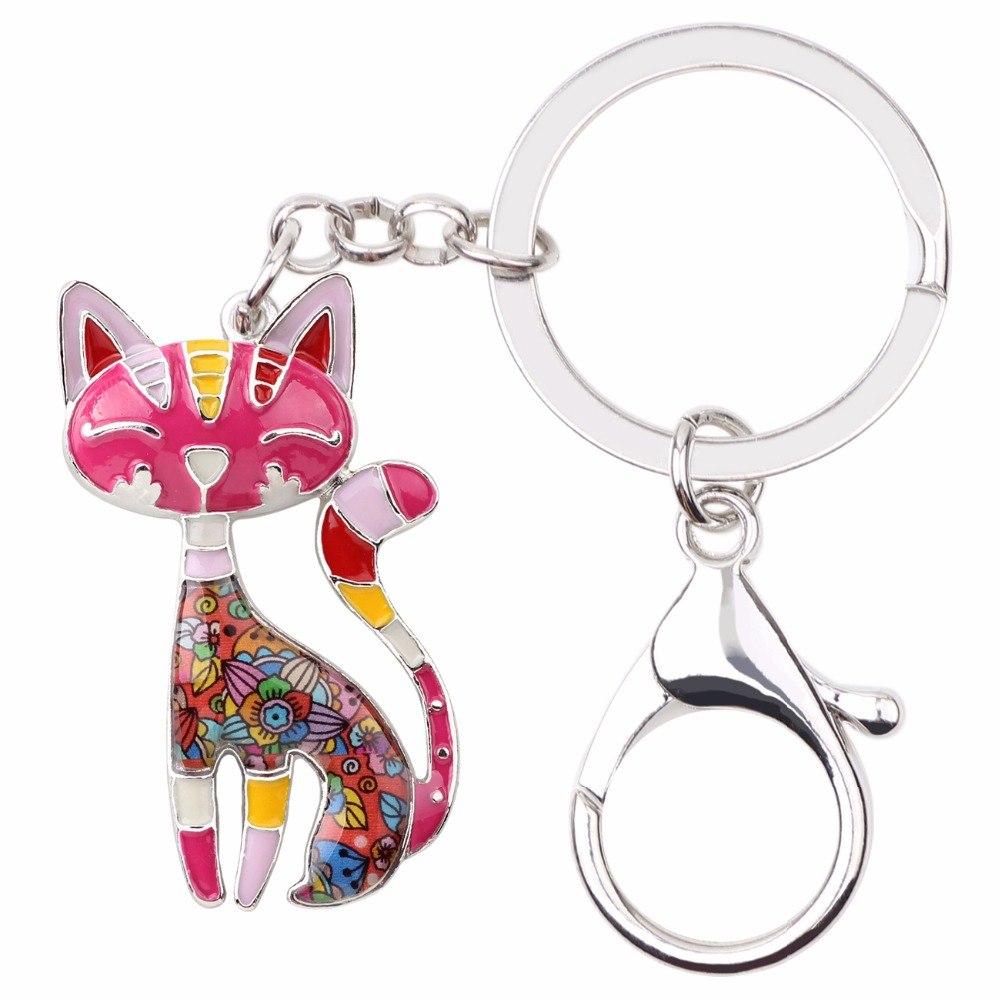 Metal Enamel Cute Cat Key Chain