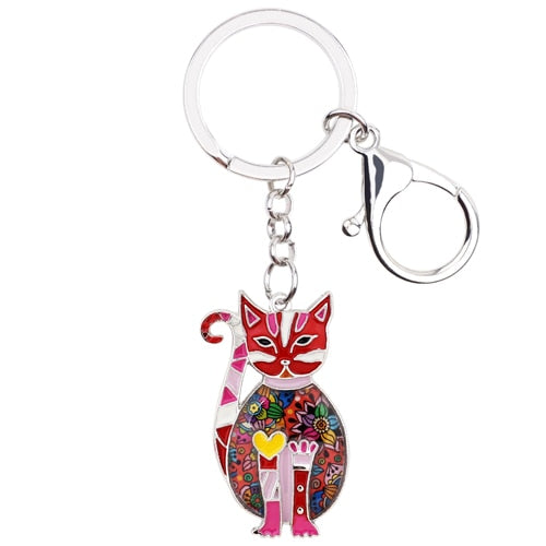 Metal Enamel Elegant Cat Key Chain