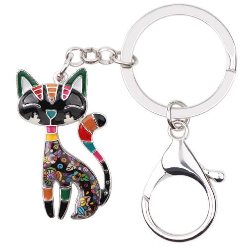 Metal Enamel Cute Cat Key Chain