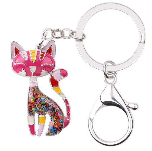 Metal Enamel Cute Cat Key Chain