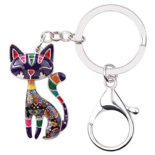 Metal Enamel Cute Cat Key Chain